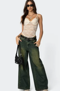 Strappy Sheer Lace Bodysuit