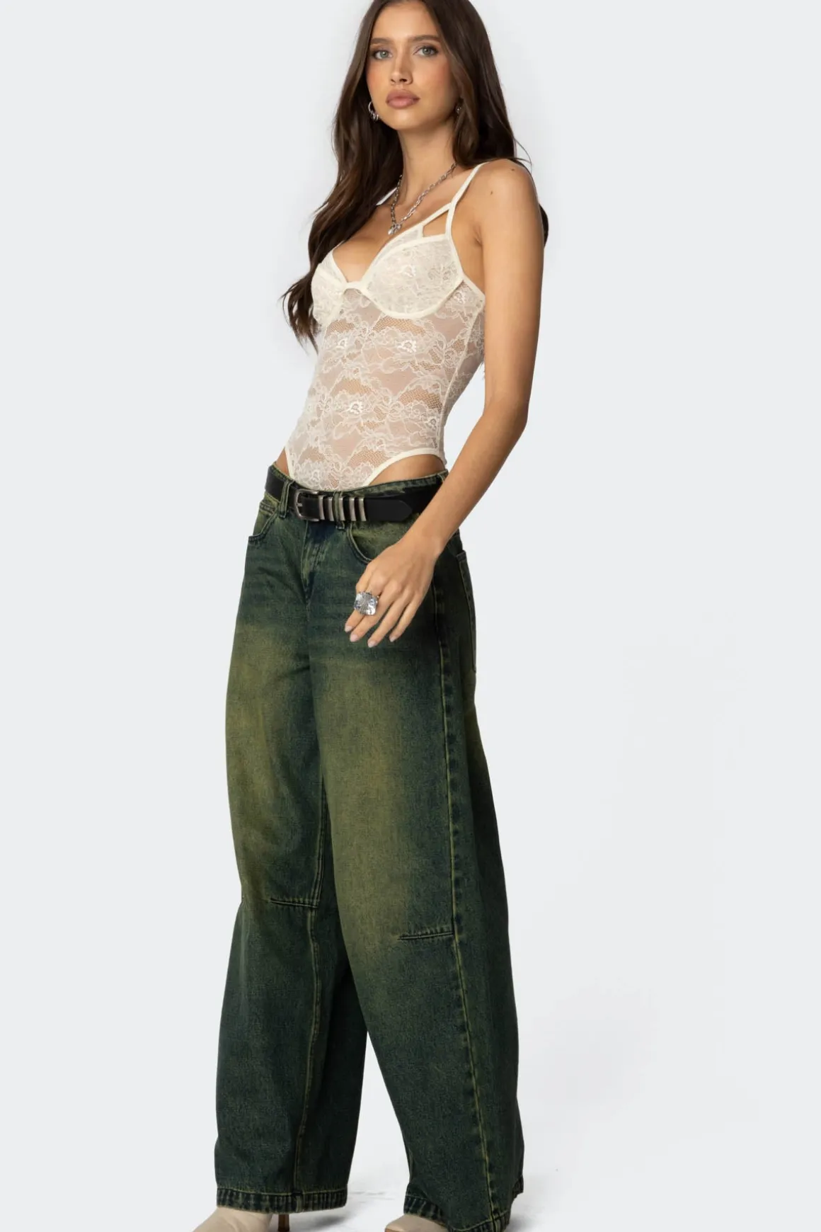 Strappy Sheer Lace Bodysuit