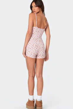 Strawberry Girl Printed Romper