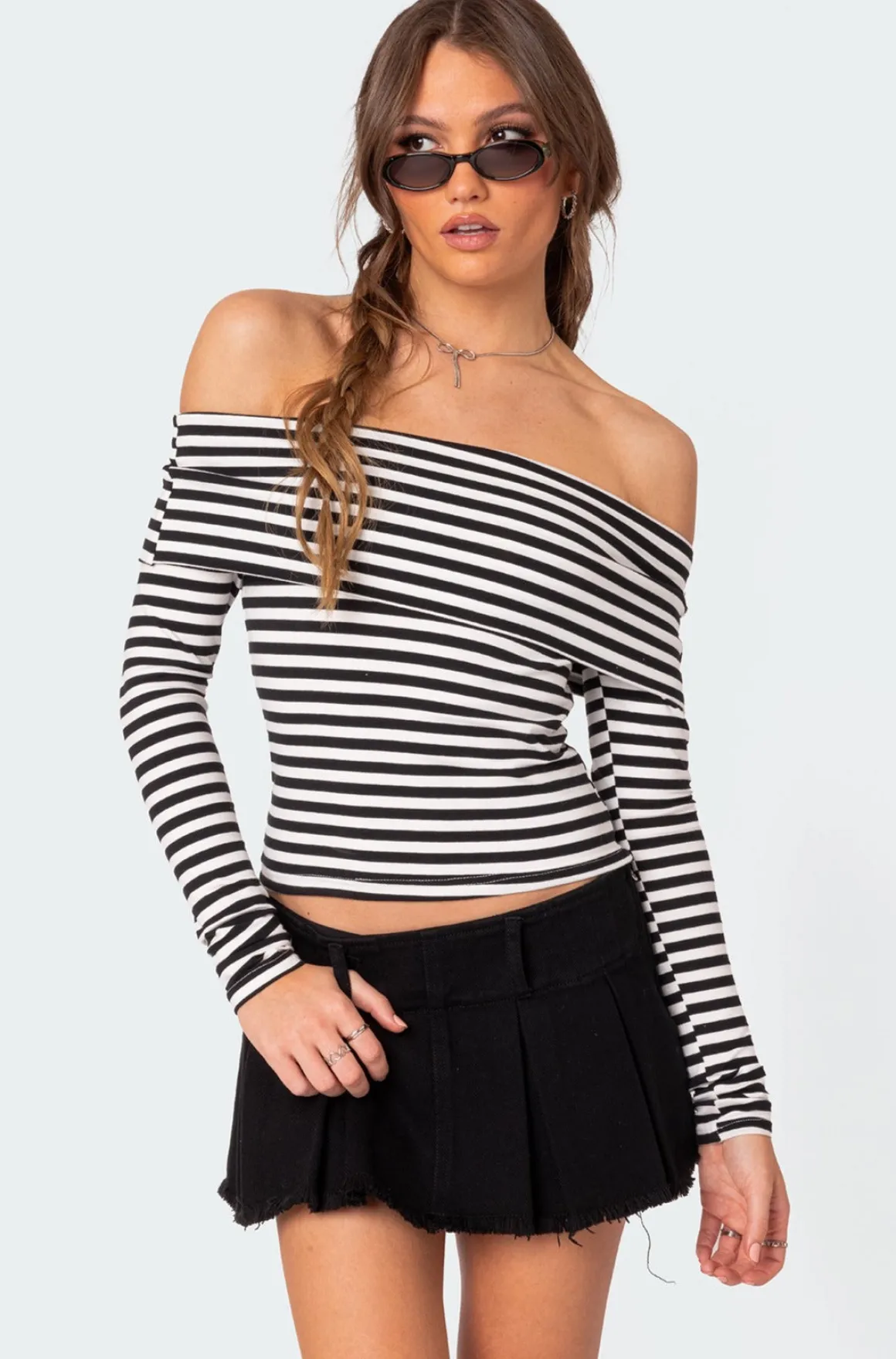 Striped Fold Over Top