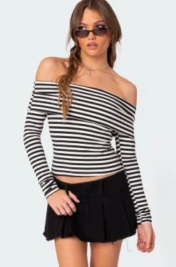 Striped Fold Over Top