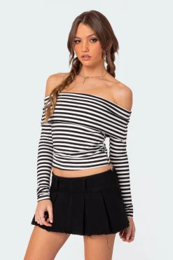 Striped Fold Over Top
