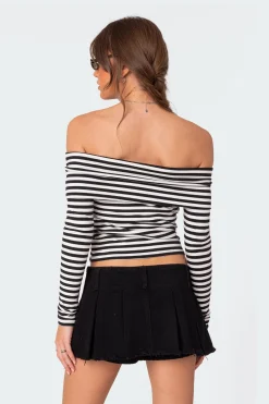 Striped Fold Over Top
