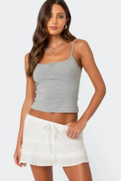Striped Henley Tank Top