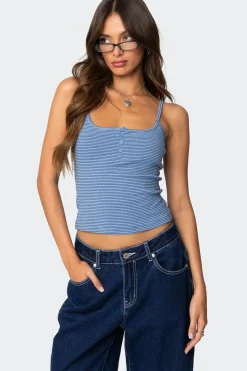 Striped Henley Tank Top