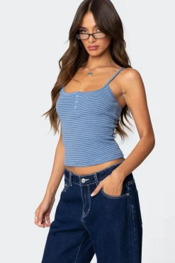 Striped Henley Tank Top