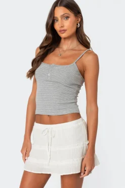Striped Henley Tank Top