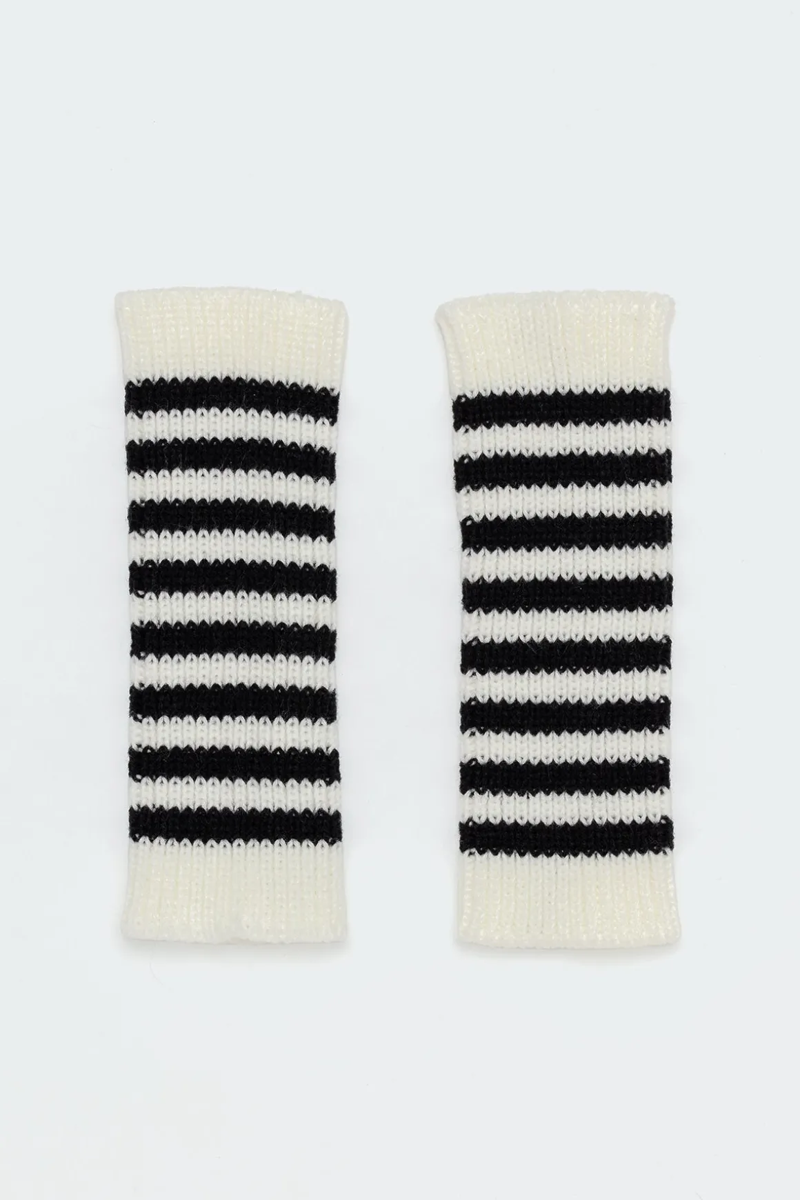 Striped Knitted Fingerless Gloves
