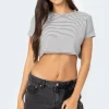 Stripey Cropped T Shirt