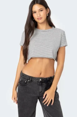 Stripey Cropped T Shirt