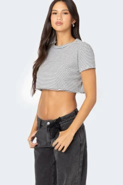 Stripey Cropped T Shirt
