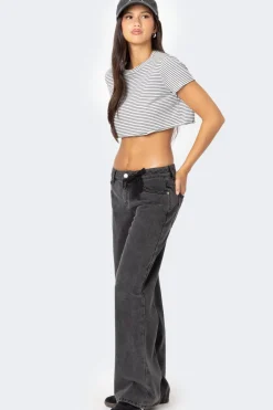 Stripey Cropped T Shirt