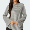 Stripey Oversized Bell Sleeve Top