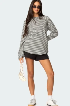 Stripey Oversized Bell Sleeve Top