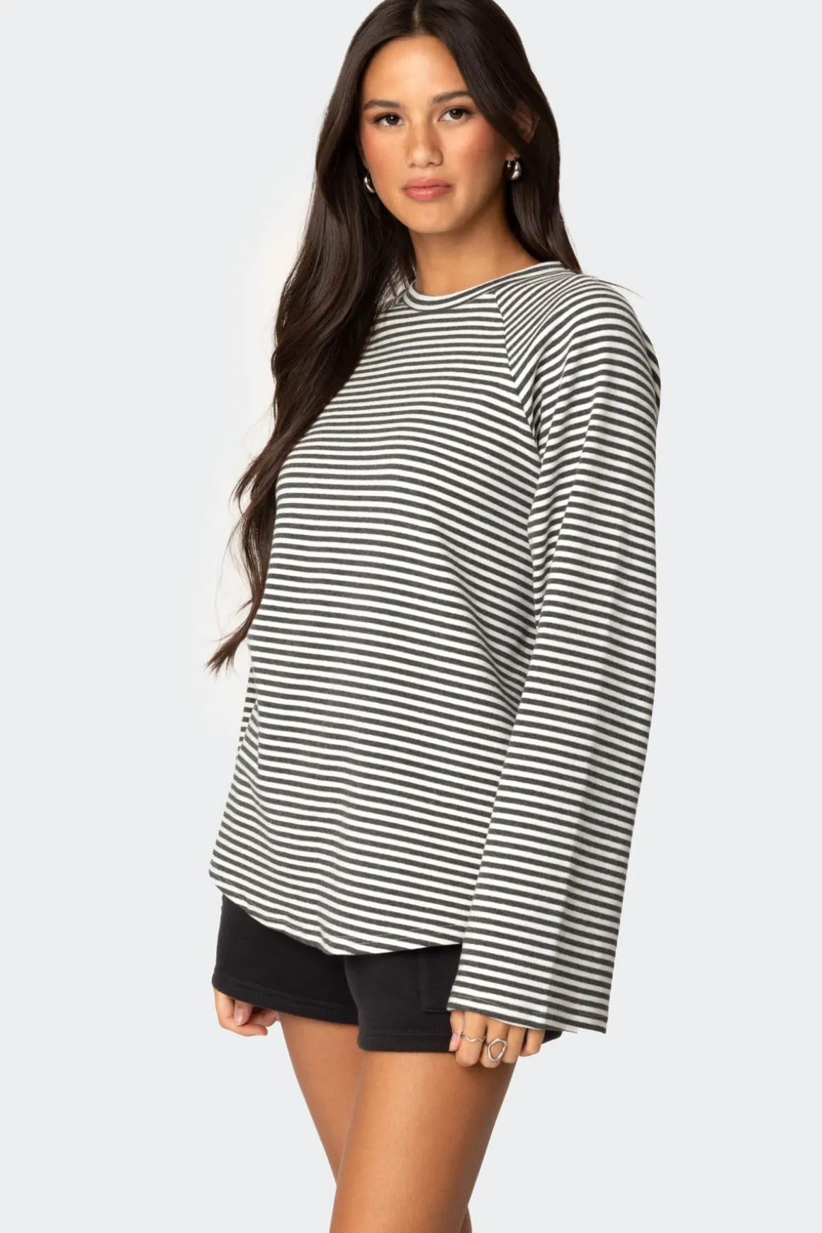 Stripey Oversized Bell Sleeve Top