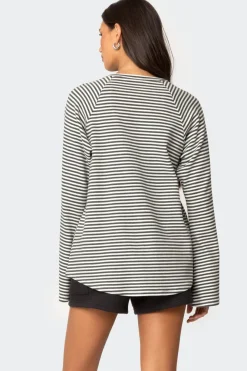 Stripey Oversized Bell Sleeve Top