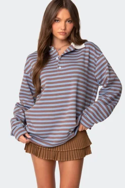 Stripey Oversized Collared Shirt
