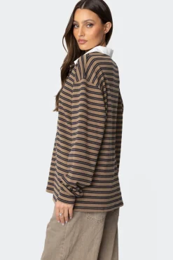 Stripey Oversized Collared Shirt