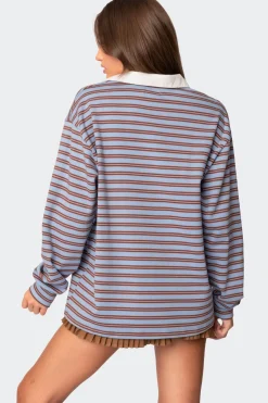 Stripey Oversized Collared Shirt