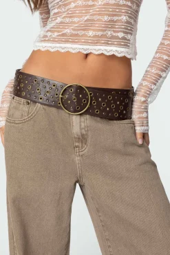 Stud & Grommet Faux Leather Belt