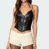 Studded Faux Leather Corset