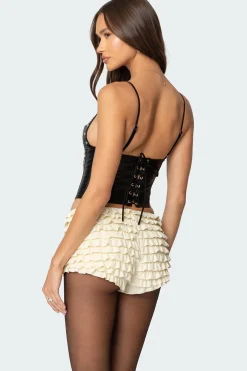 Studded Faux Leather Corset