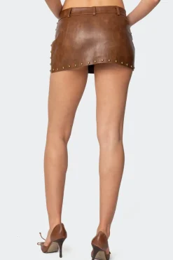Studded Faux Leather Mini Skort