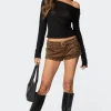 Studded Faux Suede Micro Shorts