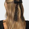 Studded Lace Bow Hair Clip