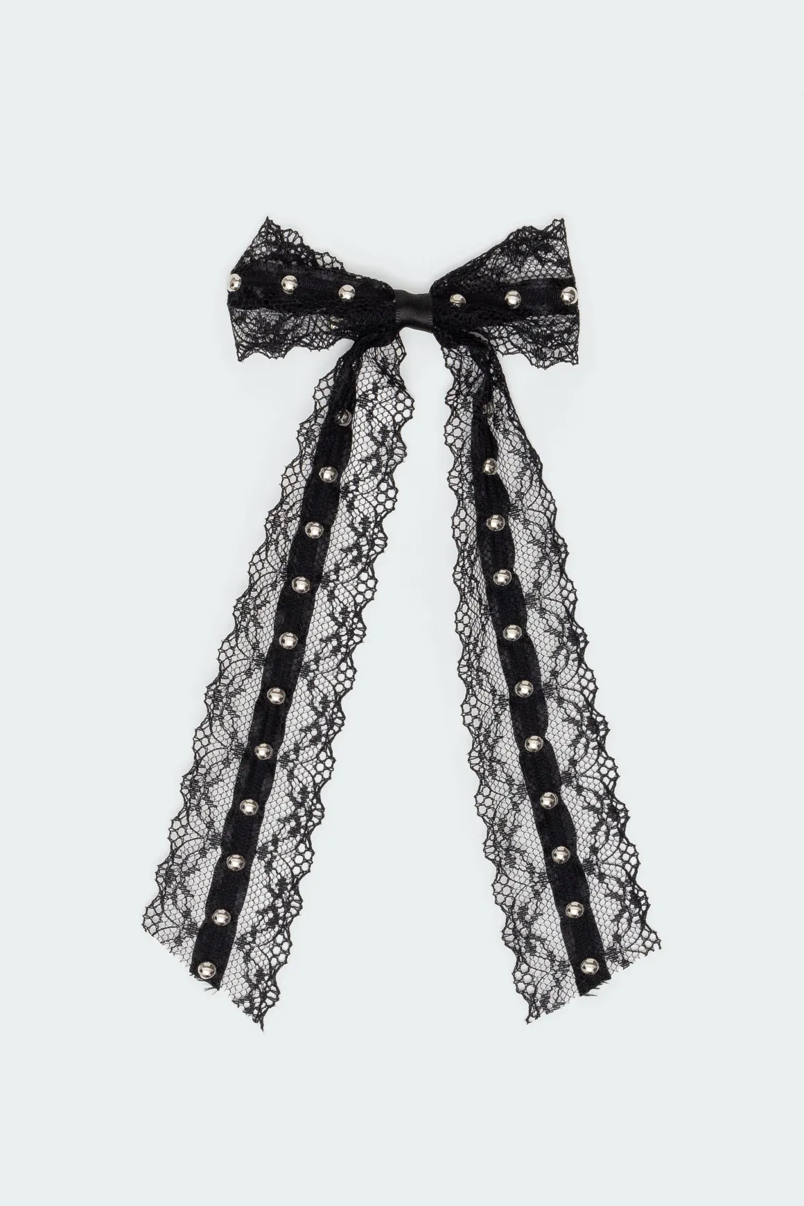 Studded Lace Bow Hair Clip