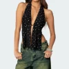 Studded Open Back Halter Top