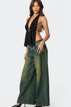 Studded Open Back Halter Top
