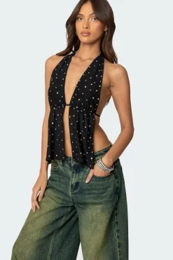 Studded Open Back Halter Top