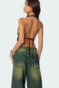 Studded Open Back Halter Top