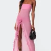 Suri Sheer Mesh Flower Pin Maxi Dress