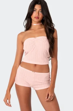 Sweetpea Ruched Pointelle Tube Top