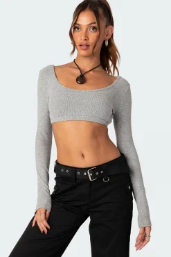 Sydney Ribbed Open Back Crop Top