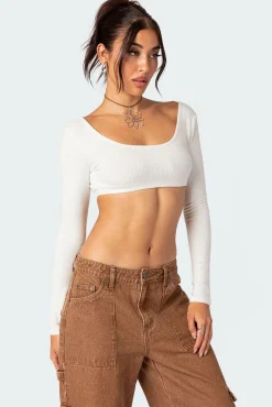 Sydney Ribbed Open Back Crop Top