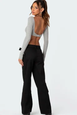 Sydney Ribbed Open Back Crop Top