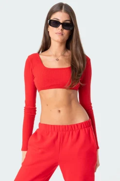 Sydney Ribbed Open Back Crop Top