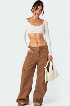 Sydney Ribbed Open Back Crop Top