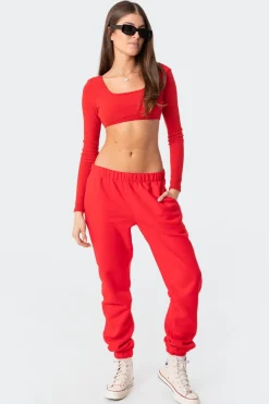 Sydney Ribbed Open Back Crop Top