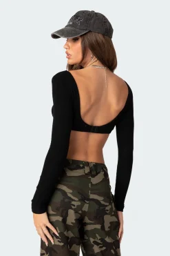 Sydney Ribbed Open Back Crop Top