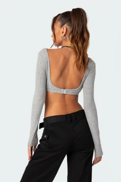 Sydney Ribbed Open Back Crop Top