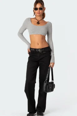 Sydney Ribbed Open Back Crop Top