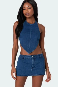 Sydnie Denim Open Back Top