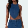 Sydnie Denim Open Back Top