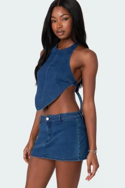 Sydnie Denim Open Back Top