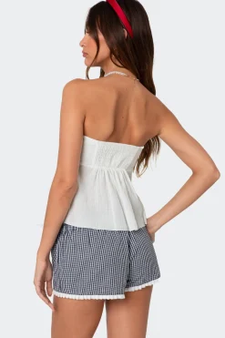 Tadria Drawstring Baby Doll Top