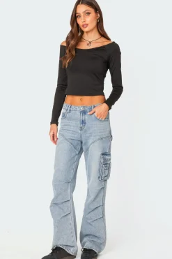 Tahlia V Neck Off Shoulder Top